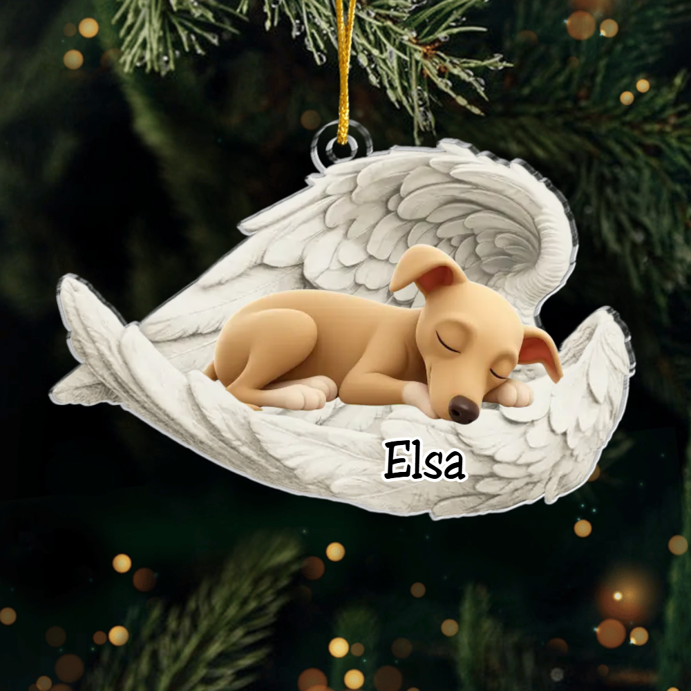 Custom Greyhound Angel Ornament – Personalized Sleeping Dog Christmas Gift for Dog Lovers, Pet Memorial Tree Decoration Ornament Ornament
