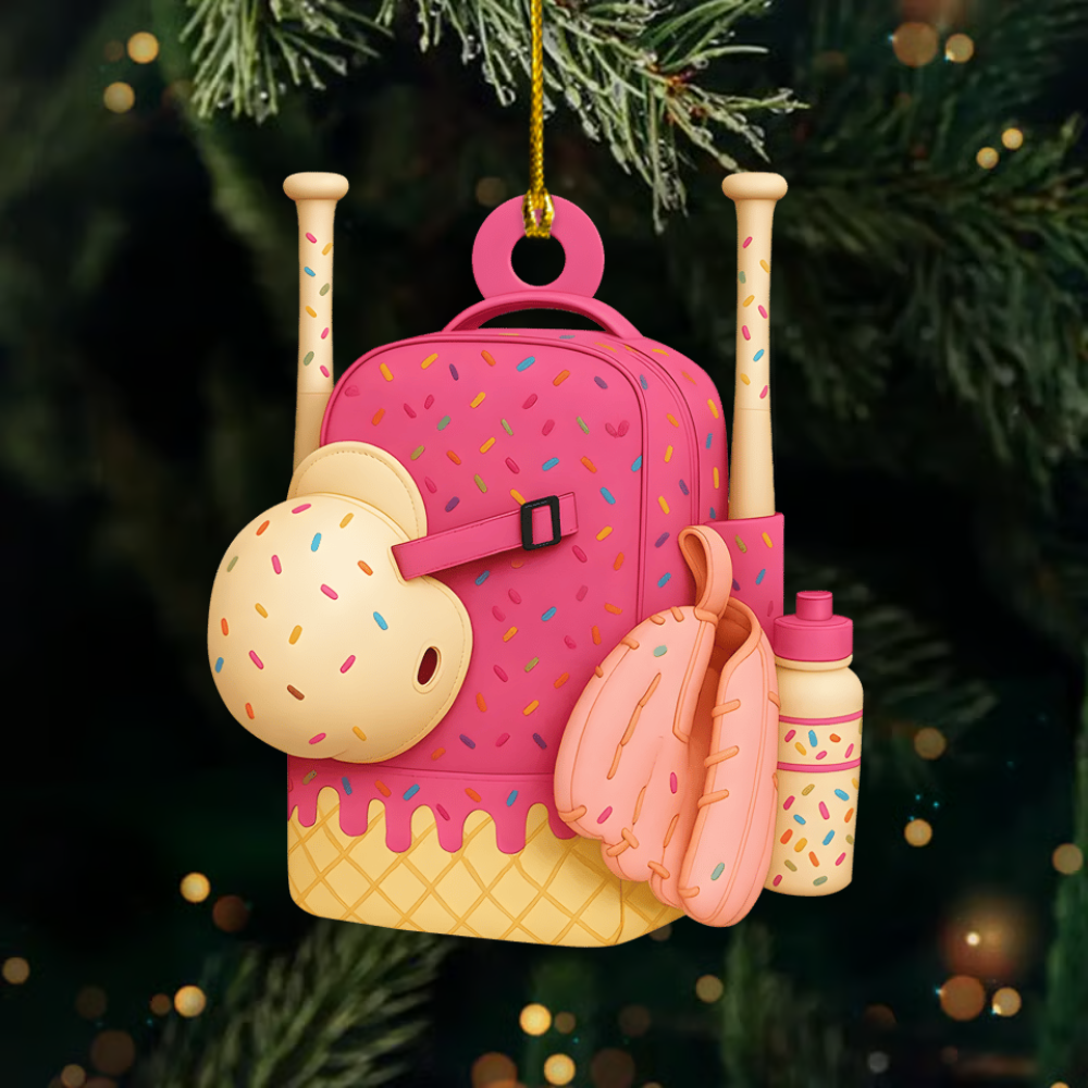 Personalized Softball Baseball Backpack Ornament 2025 – Custom Name, Number & Team Christmas Decoration for Players Ornament