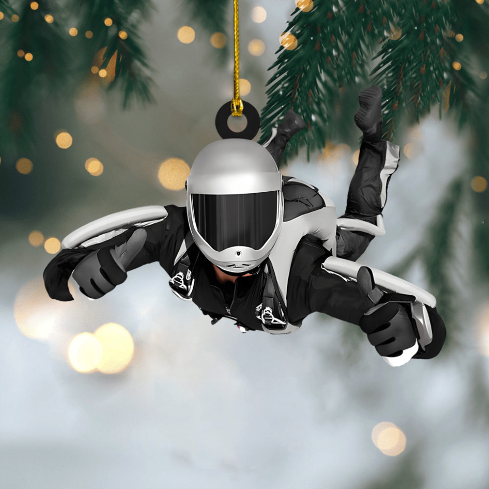 Personalized Skydiver Ornament 2025 – Custom Name Parachuting Christmas Tree Decoration for Adventure Lovers Ornament