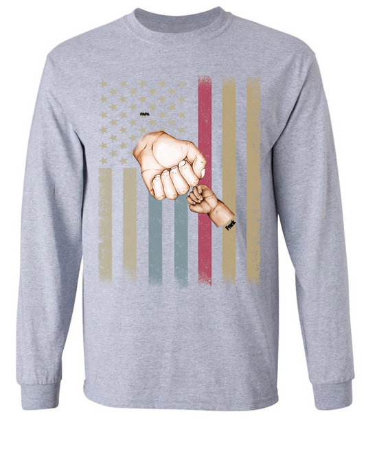 Papa Hands American Flag Longsleeve