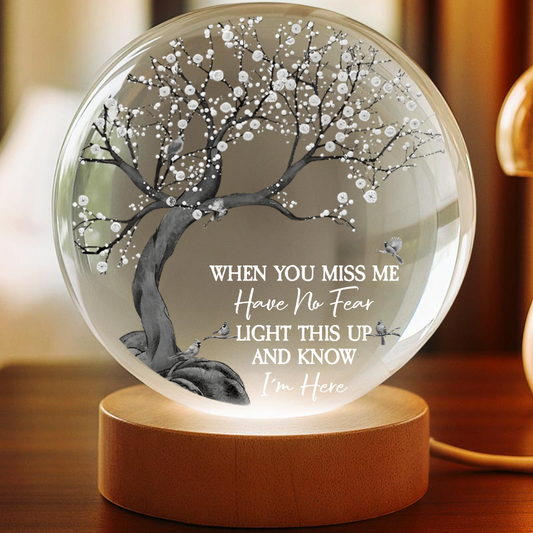 Personalized Globe Lamp with Photo & Quote – Custom Memorial Light to Comfort Loved Ones, Unique Sympathy Gift Crystal Night Ball
