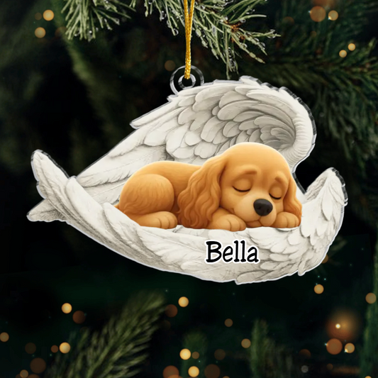 Custom American Cocker Spaniel Angel Dog Ornament – Personalized Sleeping Dog Christmas Gift for Dog Lovers, Pet Memorial Tree Decoration Ornament