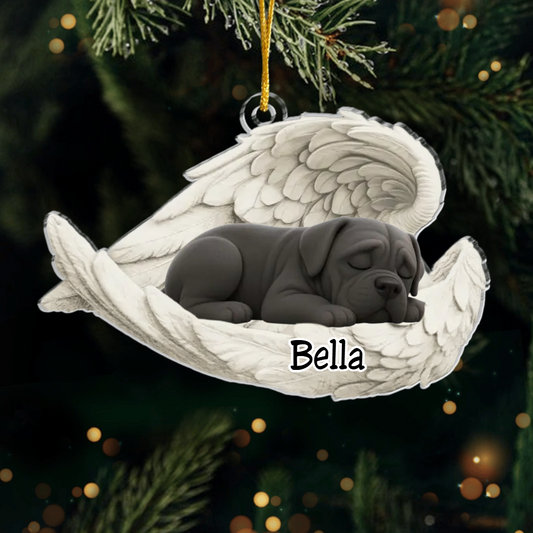 Custom Cane Corso Angel Dog Ornament – Personalized Sleeping Dog Christmas Gift for Dog Lovers, Pet Memorial Tree Decoration Ornament