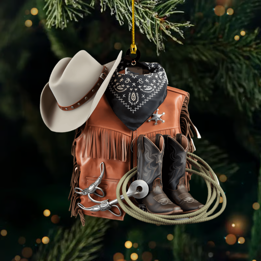 Personalized Cowboy Ornament 2025 – Custom Name Western Hat & Boots Ornament, Gift for Country Lovers Ornament