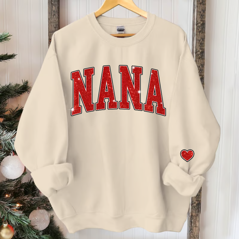 Glitter Custom Name Nana Grandma Mimi Mom And Kids CTH01 Sweatshirt