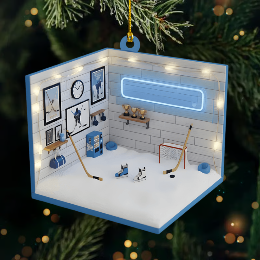 Custom Hockey Ornament 2025 – Personalized Locker Room Ornament with Name, Gift for Ice Hockey Lovers Ornament