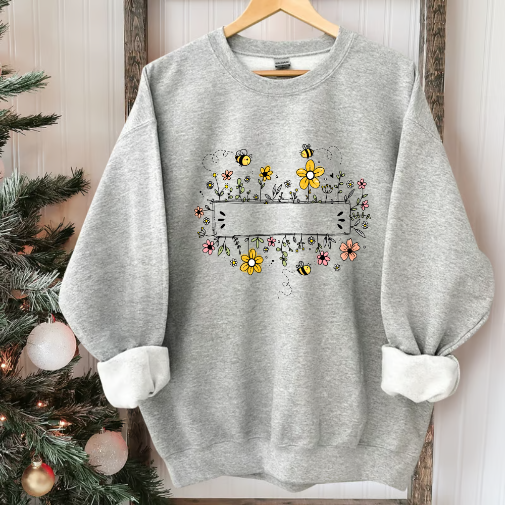 Personalized Grandma Flower Bee And Grandkids Custom Names Sweatshirt