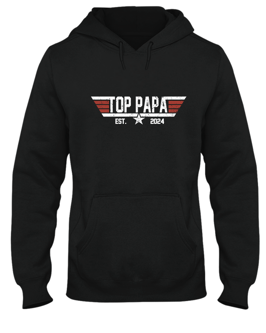 Personalized Top Papa Hoodie – Custom Kids’ Names & Est. Year, Military-Style Family Gift for Dad, Poppy, Grandpa, Daddy