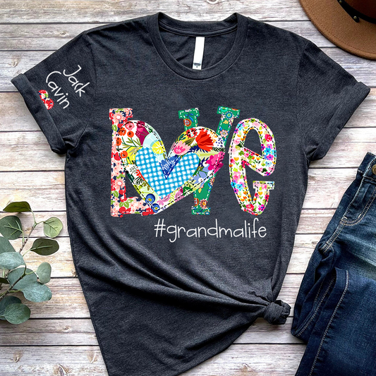 Personalized Love Grandma Life Floral Shirt, Custom Nickname And Grandkids, Mother's Day Gift T-Shirt