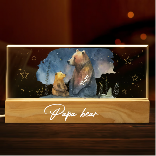 Custom Papa Bear Art 2024 Acrylic LED Night Light
