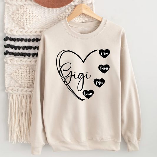 Personalized Gigi Grandma Nana With Kids Heart CTH01