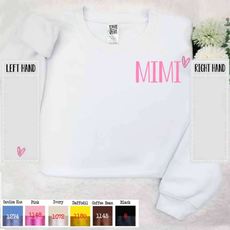 Custom Embroidered Mimi Heart 2024 Sweatshirt