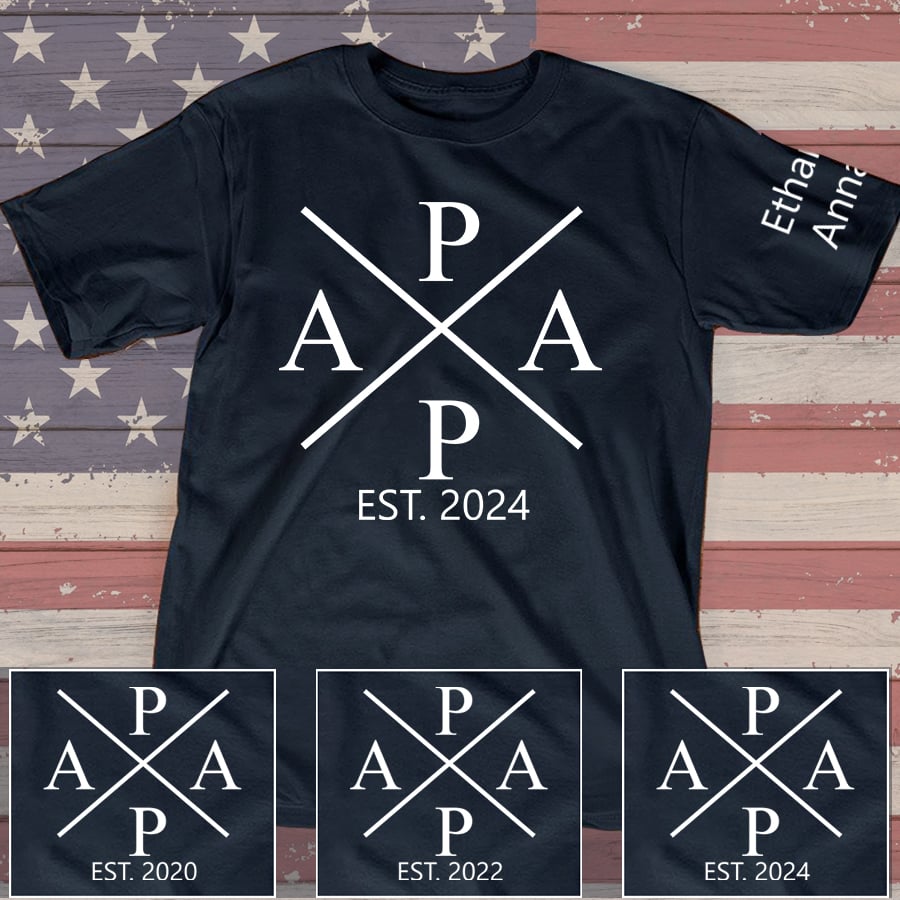 Personalized Papa Est With Kids On Sleeve Shirt
