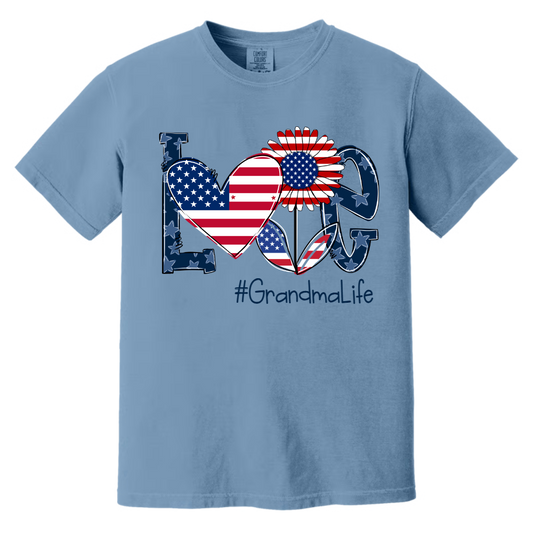 Love Grandma Life With Grandkids Heart Flag Sunflower