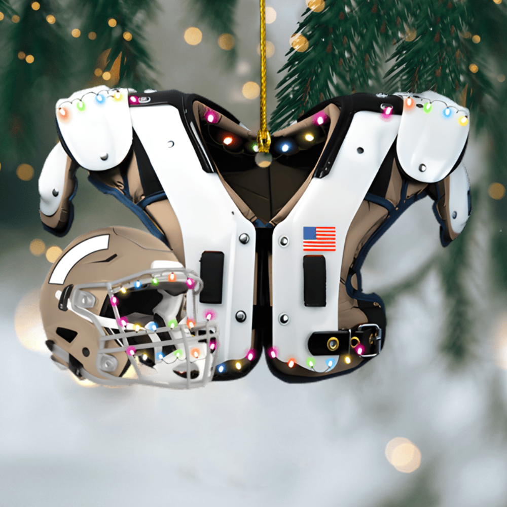 Personalized Football Jersey Ornament, Custom Name, Number & Team Christmas Decoration With Helmet And Lights Ornament