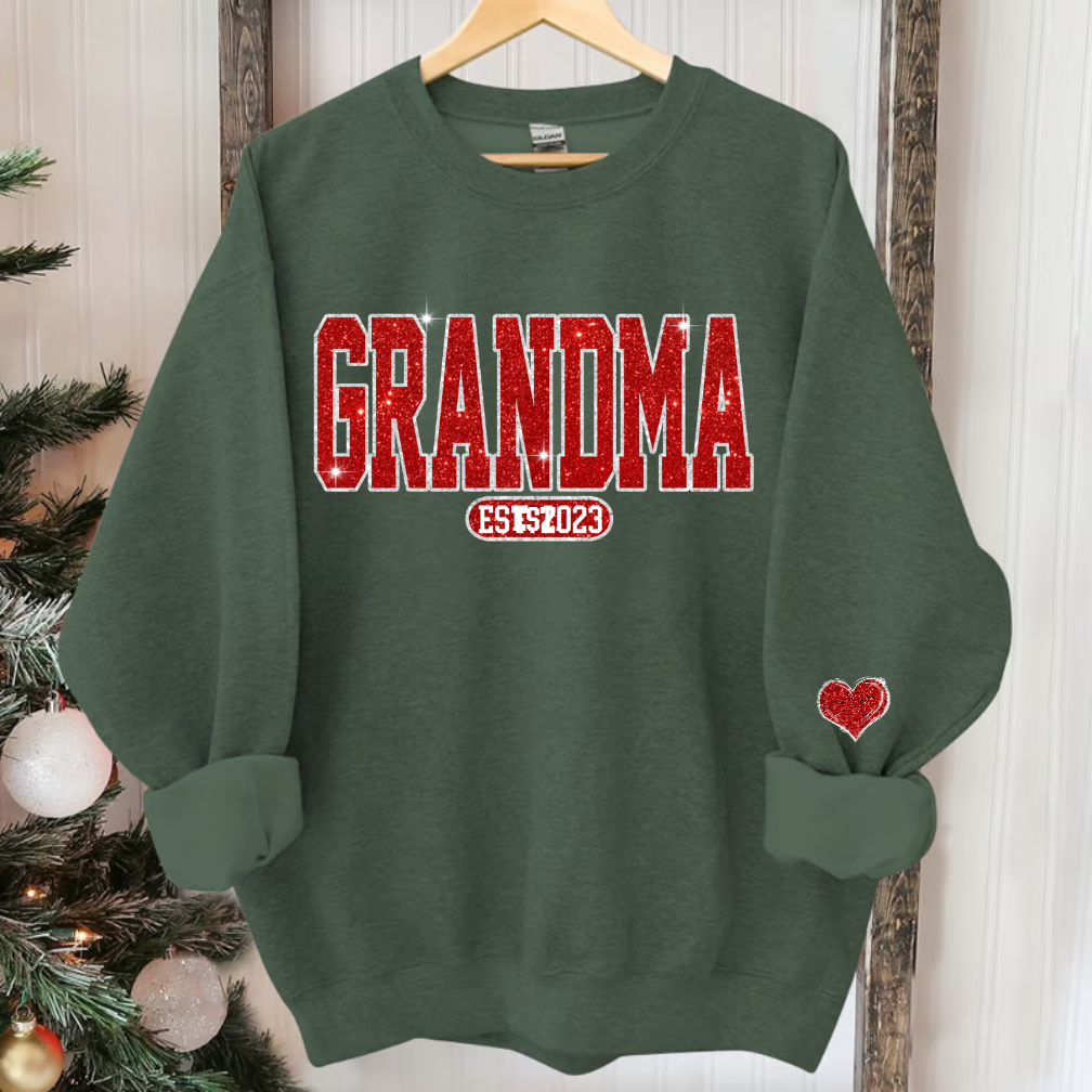Glitter Custom Name Nana Grandma Est And Kids Sweatshirt