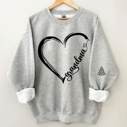 Custom Grandma Heart With Grandkids Sweatshirt