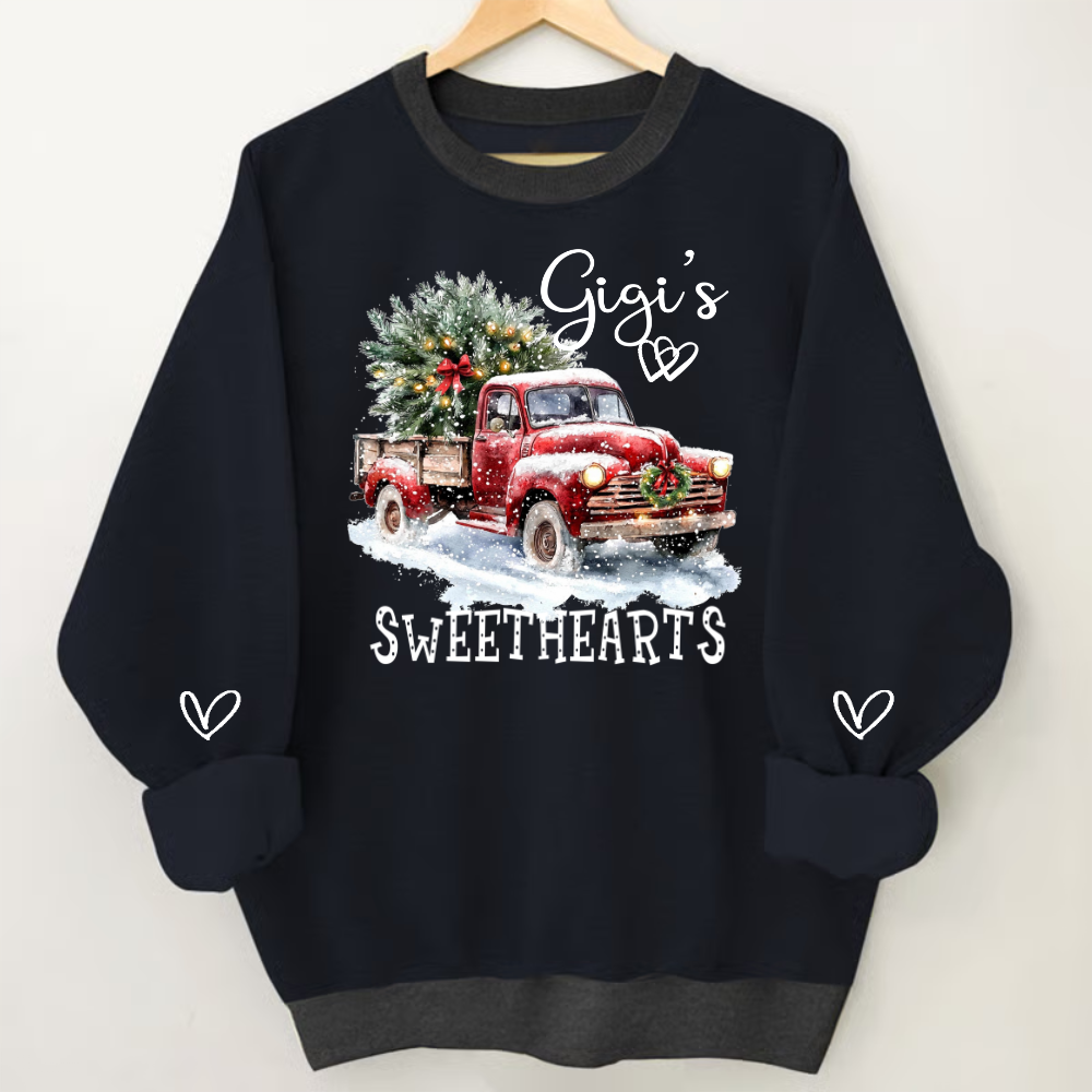 Gigi’s Sweethearts Sweatshirt, Truck Christmas Tree Shirt, Custom Gift For Grandma And Kids