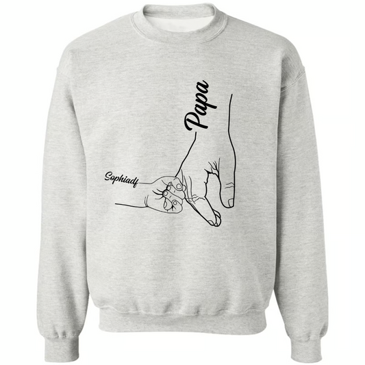 Custom Papa Hand With Kids Sweatshirt