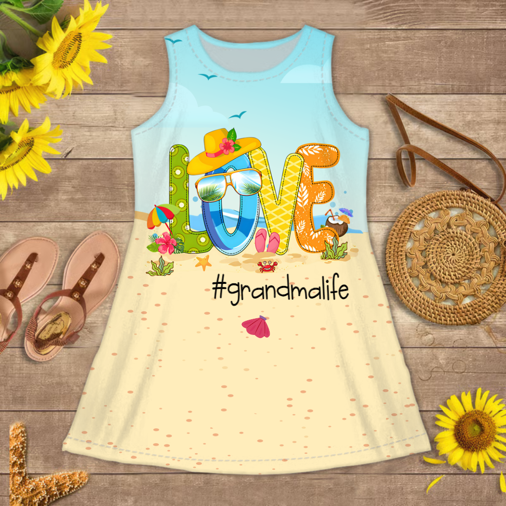 Love Grandma Life Beach Summer And Kids Sleeveless Dress Sleeveless Dress