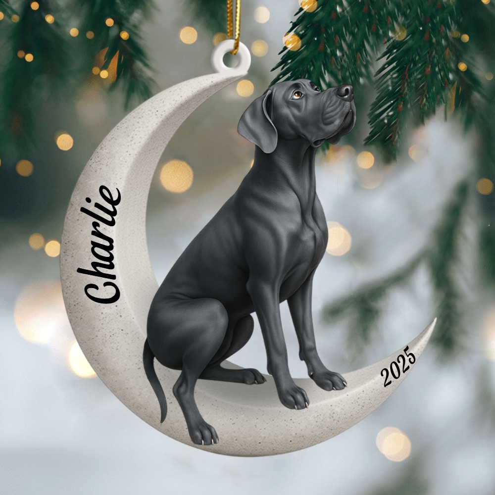Custom Cane Corso On The Moon Ornament 2025, Custom Double-Sided Acrylic Decoration, Unique Christmas Gift For Dog Lovers Ornament