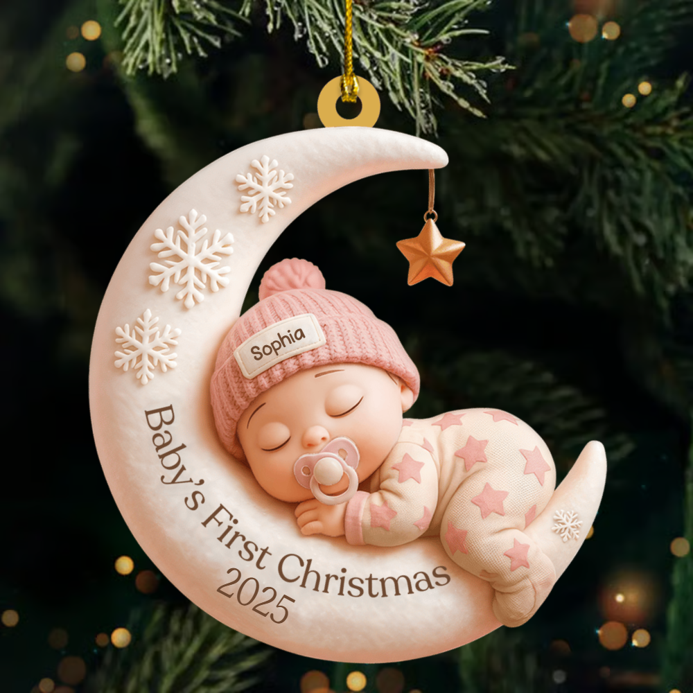 Personalized First Christmas Gift for New Parents - Custom Baby Name & Year Ornament