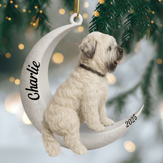 Custom Wheaten Terrier On The Moon Ornament 2025, Custom Double-Sided Acrylic Decoration, Unique Christmas Gift For Dog Lovers Ornament