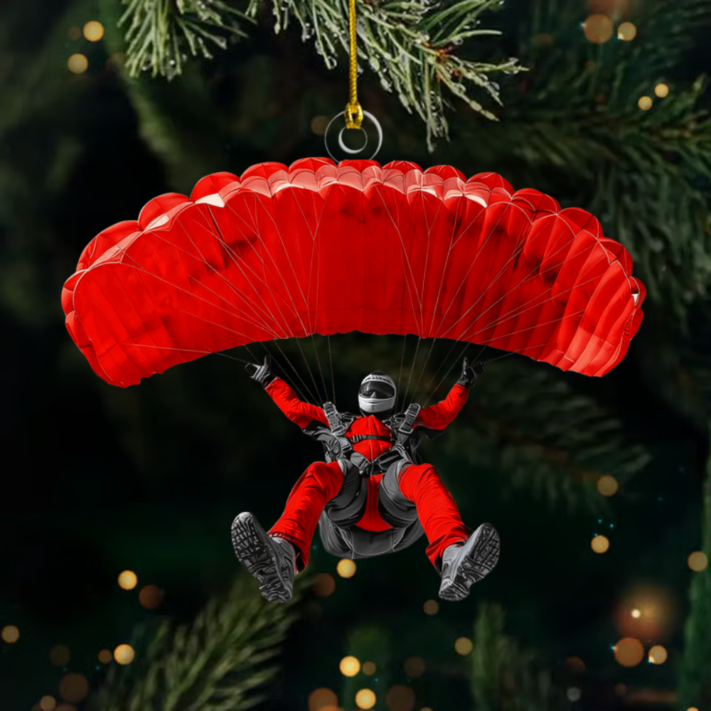Personalized Skydiving Ornament 2025 – Custom Name Parachute Christmas Tree Decoration for Adventurers Ornament