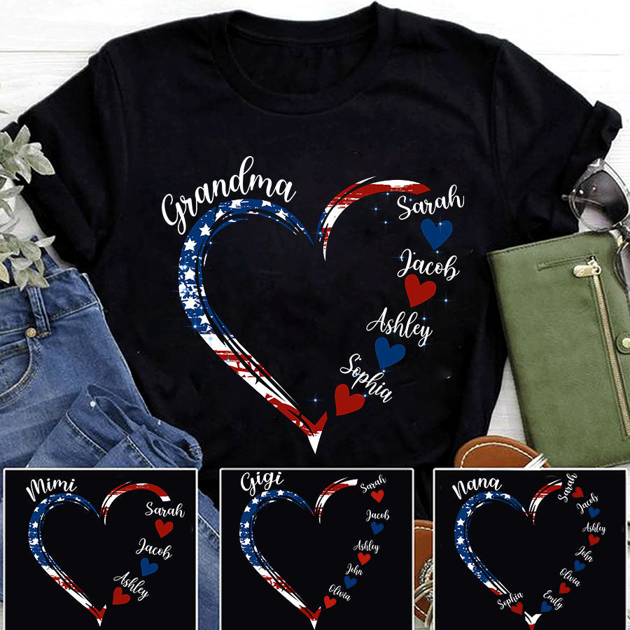 POD Grandma and Grandkids American Hearts