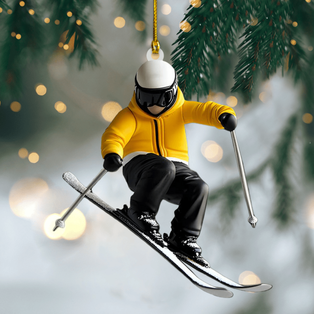 Personalized Skiing Ornament – Custom Name Skier Christmas Tree Ornament for Winter Sports Lovers Ornament