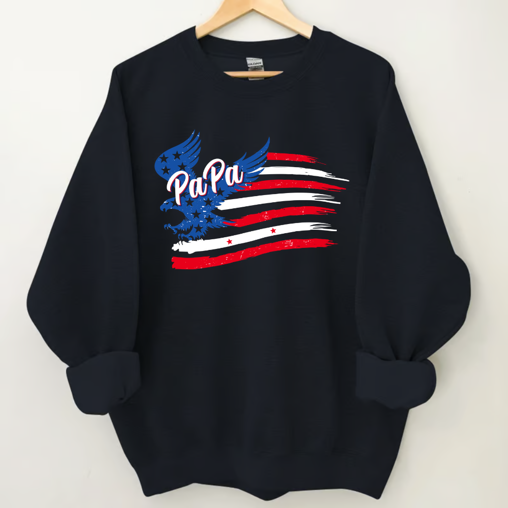 Custom Papa Flag And Grandkids Sweatshirt