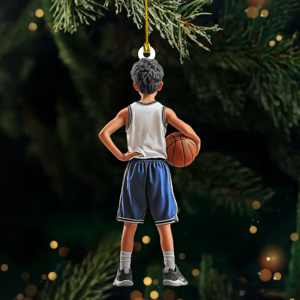 Custom Basketball Player Ornament 2025 – Personalized Jersey Ornament with Name & Number, Sports Gift for Kids & Teens Ornament
