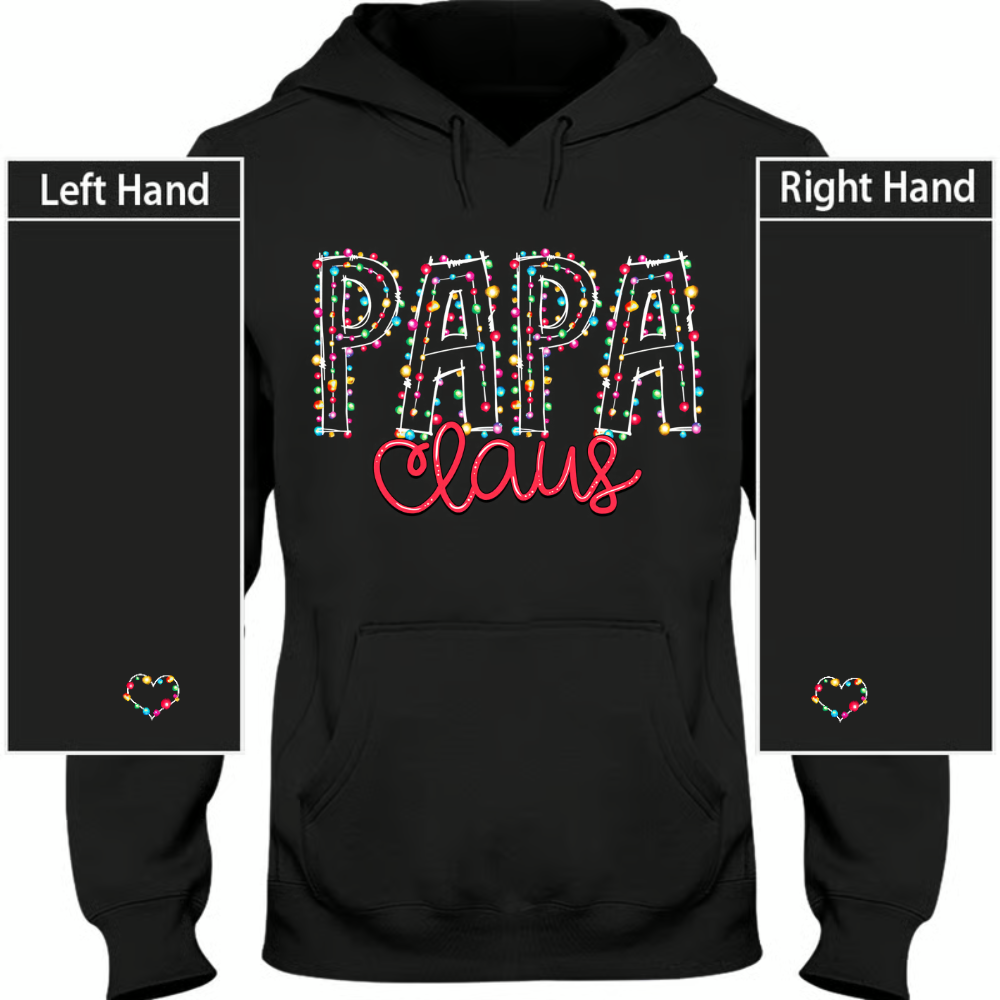 Papa Claus Christmas lights And kids Christmas Merry Hoodie