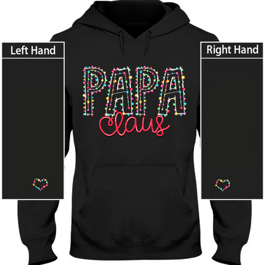 Papa Claus Christmas lights And kids Christmas Merry Hoodie