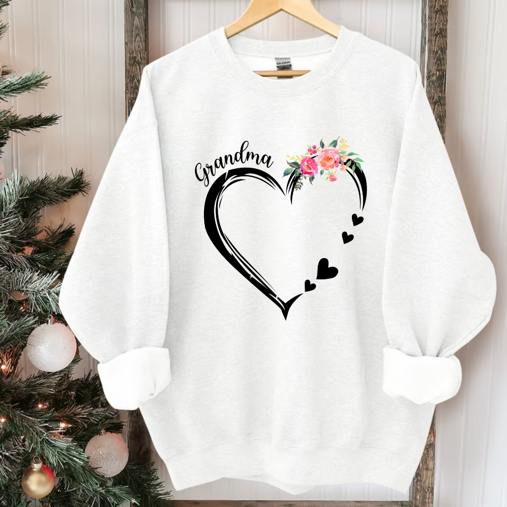Custom Grandma Flower Shirt, Grandma Heart Shirt, Nana Shirt With Grandkids Name, Gift For Grandma, Mother's Day Shirt