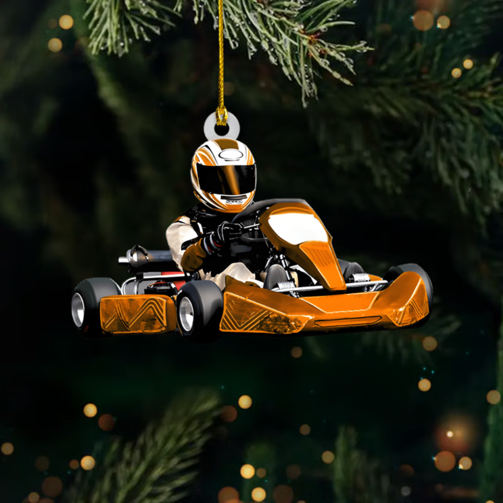 Custom Go Kart Racing Ornament 2025 – Personalized Racer Ornament, Gift for Kids & Race Fans Ornament