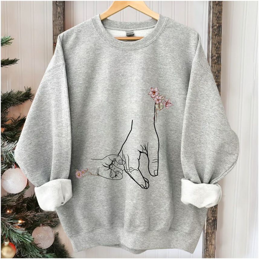 Personalized Grandma hand and grandkids flower Mothers Day Gift