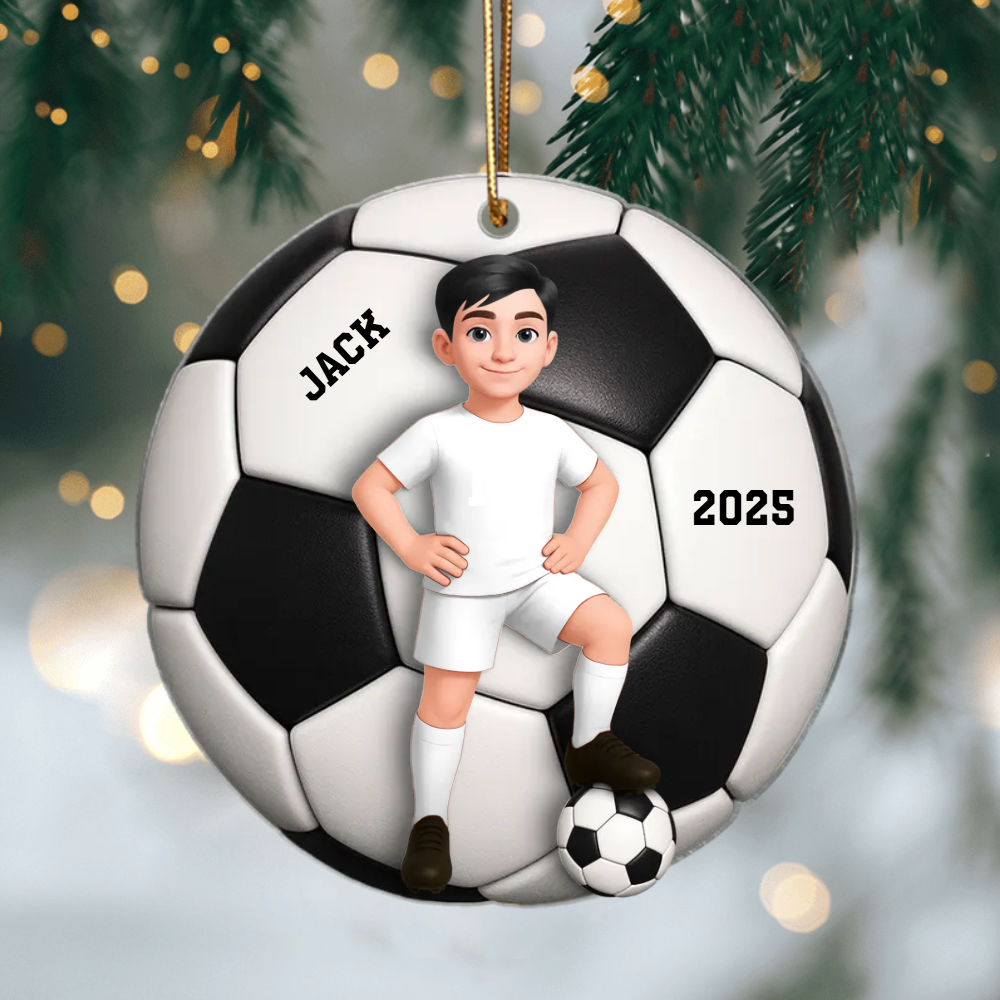 Soccer Girl Boy 3D Effect - Personalized Acrylic Ornament Ornament