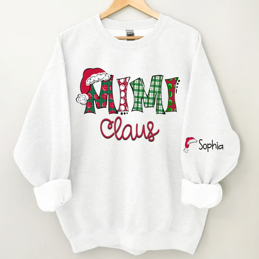Personalized Mimi Claus Christmas and Grandkids Sweatshirt Sweatshirt