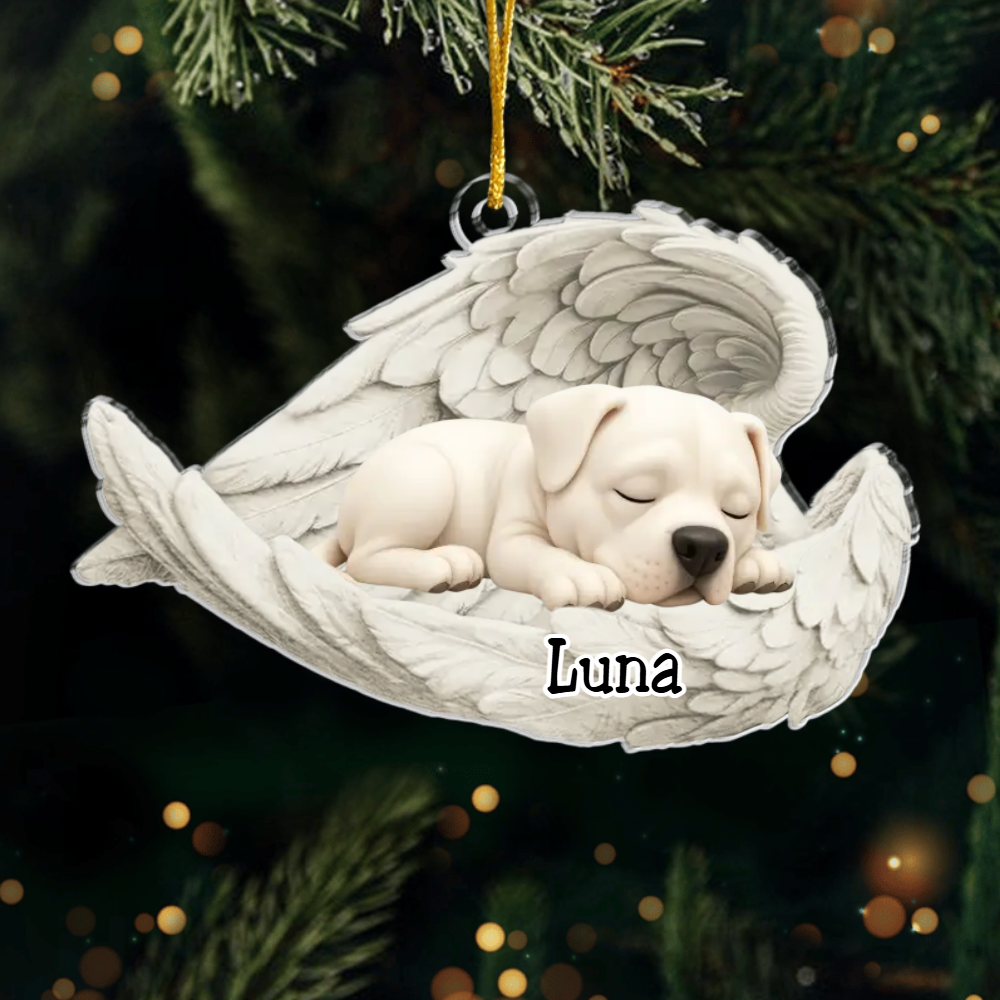 Custom Dogo Argentino Angel Ornament – Personalized Sleeping Dog Christmas Gift for Dog Lovers, Pet Memorial Tree Decoration Ornament
