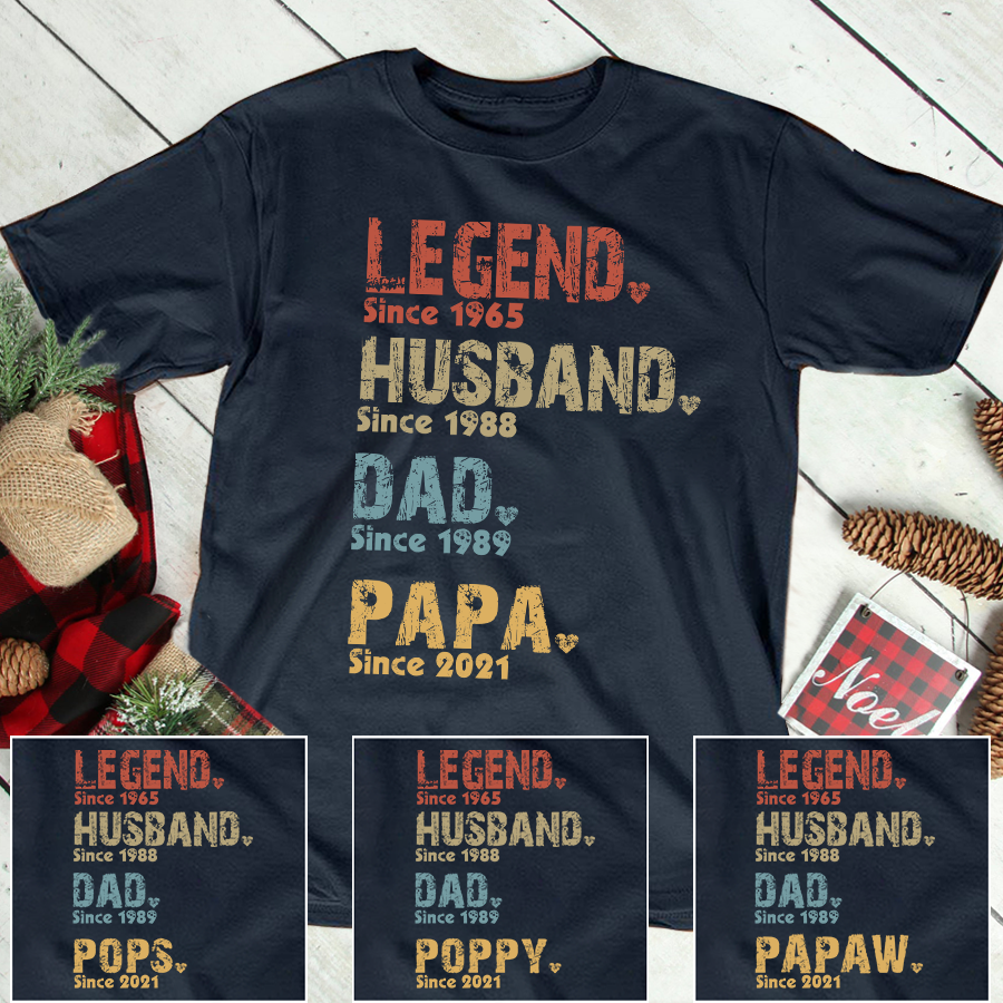 Legend, Husband, Dad And Papa Since - Family Personalized Custom