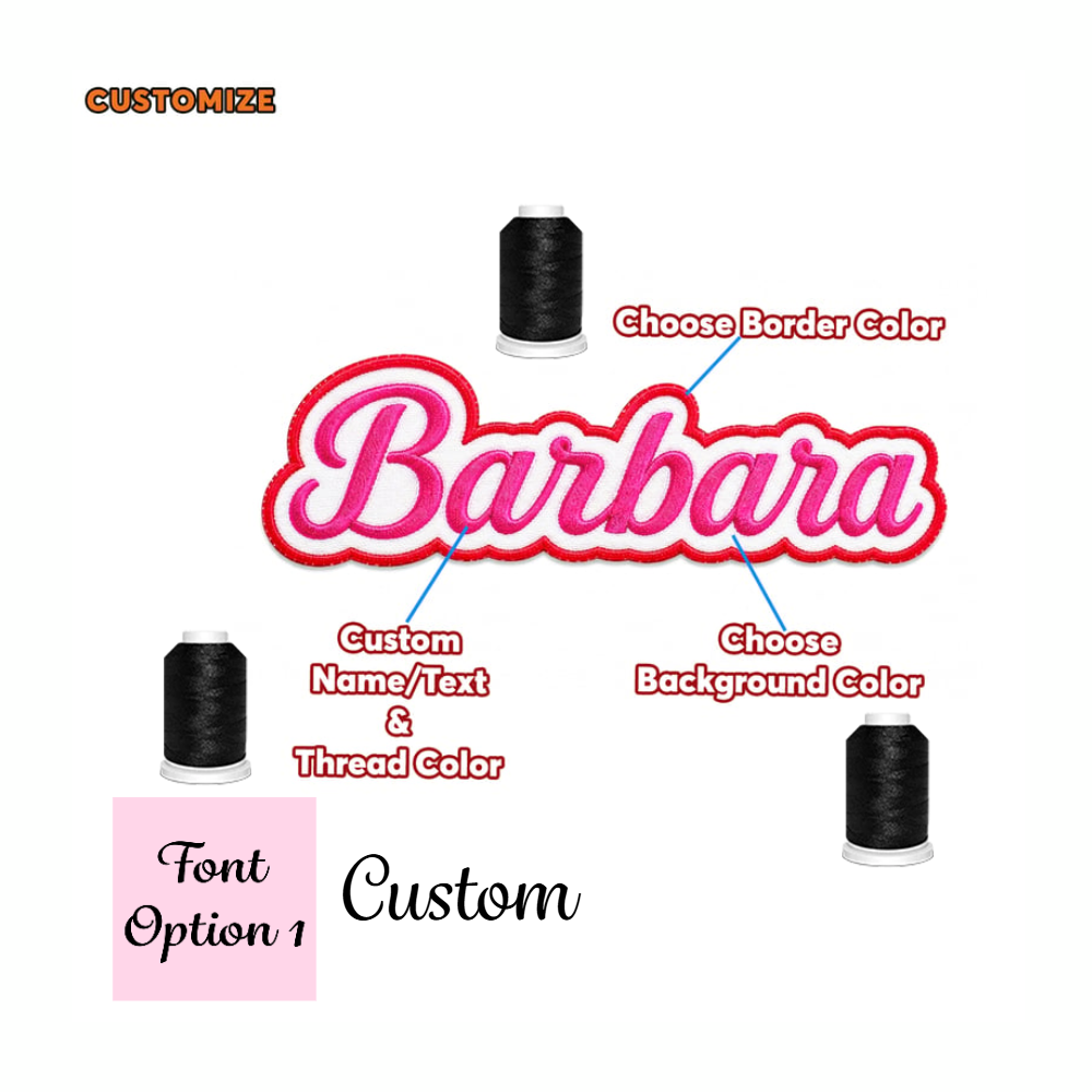 Custom Embroidered Name Patch, 2”–11”, Personalized Name Tag Iron On, Sew On or Hook and Loop, Custom Text Patch for Uniforms, Backpacks, Hats, Clothing, School, Business Patch