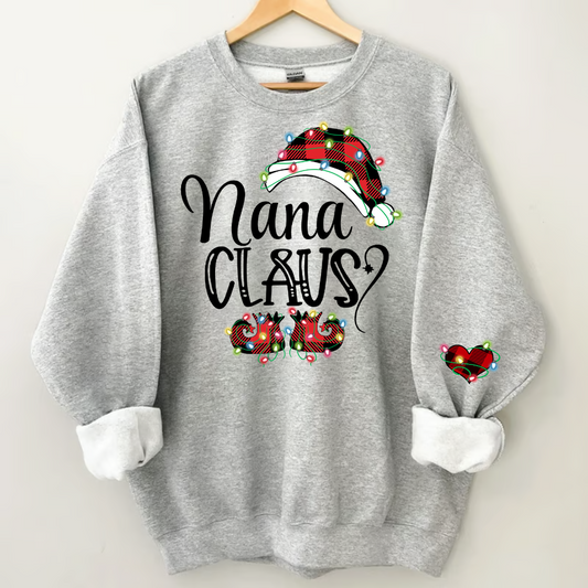 Personalized Christmas Nana Claus And Kids Sweatshirt Sweatshirt