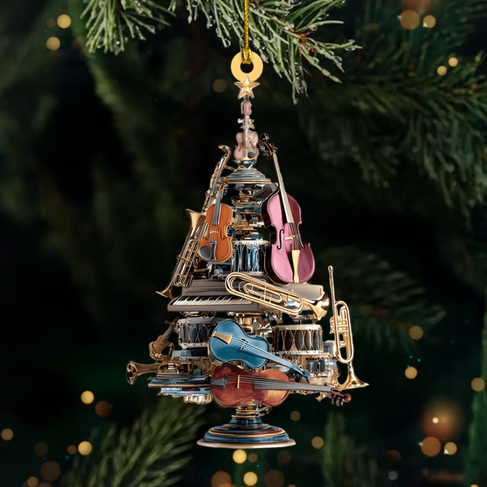 Personalized Musical Instrument Ornament 2025 – Custom Name Christmas Tree Ornament, Unique Gift for Music Lovers & Musicians Ornament