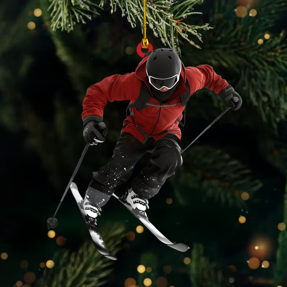 Personalized Skiing Ornament 2025 – Custom Name Skier Ornament, Perfect Christmas Gift for Ski Lovers & Winter Sports Fans Ornament