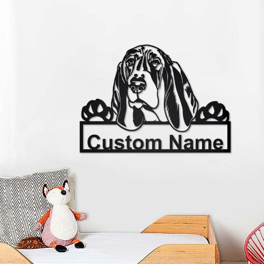 Personalized Basset Hound Dog Cut Metal Sign, Dog Lover Metal Wall Art, Laser Cut Metal Signs Basset Hound Dog