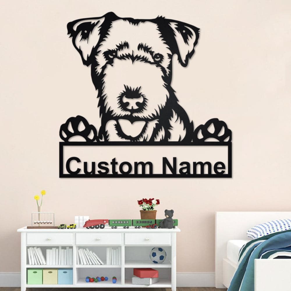 Personalized Custom Lakeland Terrier Cut Metal Sign, Dog Lover Custom Name Metal Wall Art, Laser Cut Metal Signs