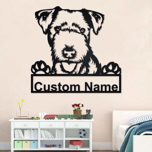 Personalized Custom Lakeland Terrier Cut Metal Sign, Dog Lover Custom Name Metal Wall Art, Laser Cut Metal Signs