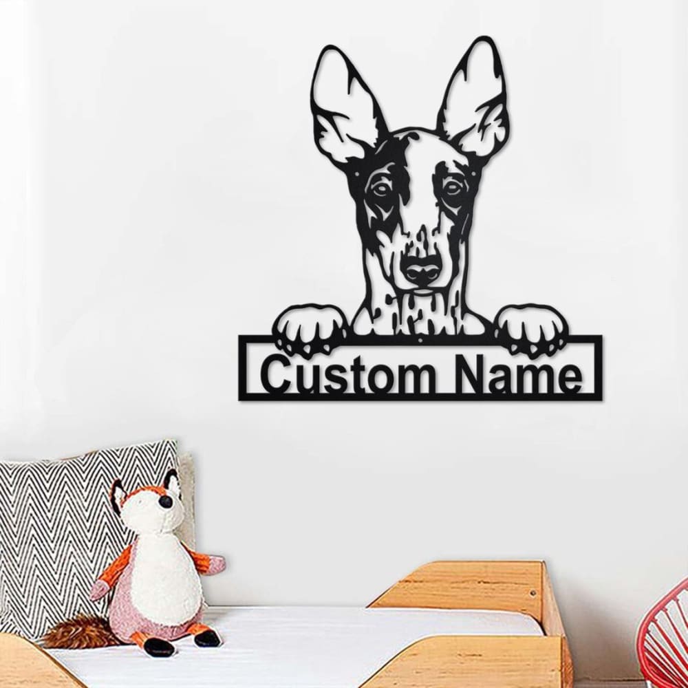 Personalized Ibizan Hound Dog Cut Metal Sign, Dog Lover Custom Name Metal Wall Art, Laser Cut Metal Signs Hound Dog