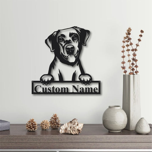 Personalized Labrador Retriever Dog Cut Metal Sign, Dog Lover Custom Name Metal Wall Art, Labrador Retriever Dog